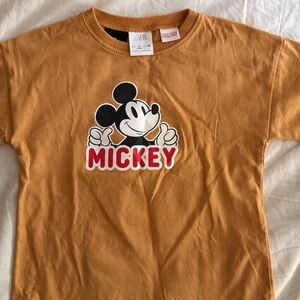 Zara Kids Mickey Graphic Tee in Tan